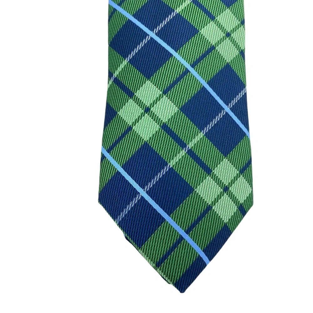 Chaps Boys Parker Blue Green Plaid Tie New
